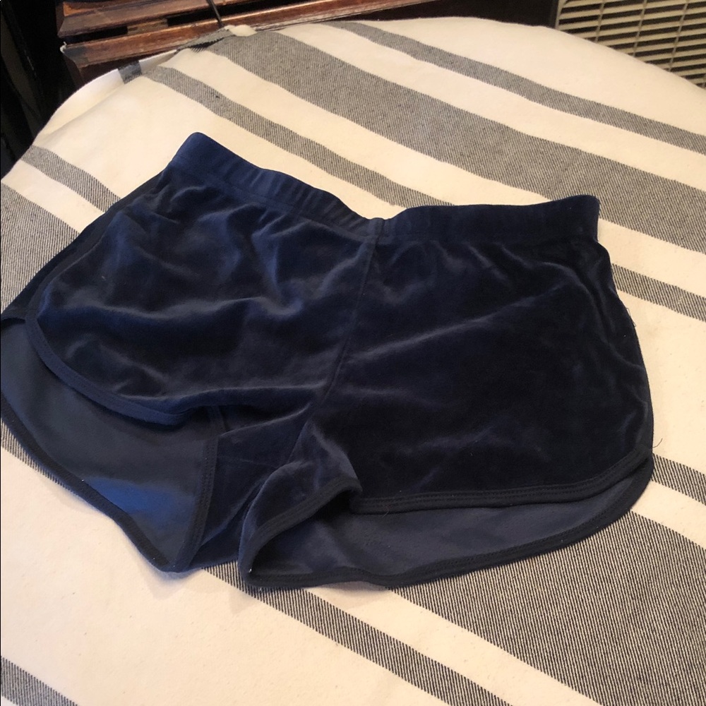 Women's Navy Velvet Lounge Shorts